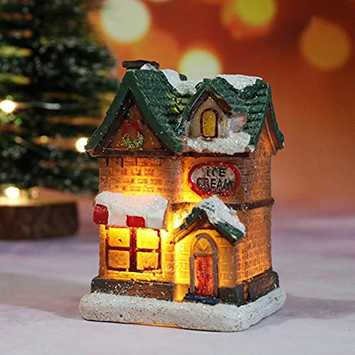 Novo micro paisagem resina de casas brilhantes pequenos ornamentos para decoração de desktop de Natal