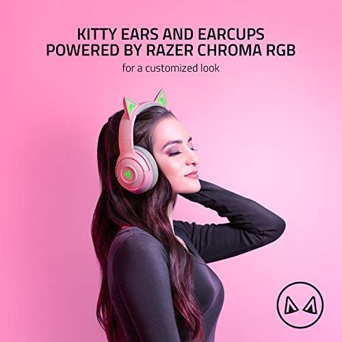 Razer Kraken bt Kitty Edition: Bluetooth 5.0-40ms Conexão de baixa latência - drivers de 40 mm personalizados - Microfone de feixe - Croma alimentado