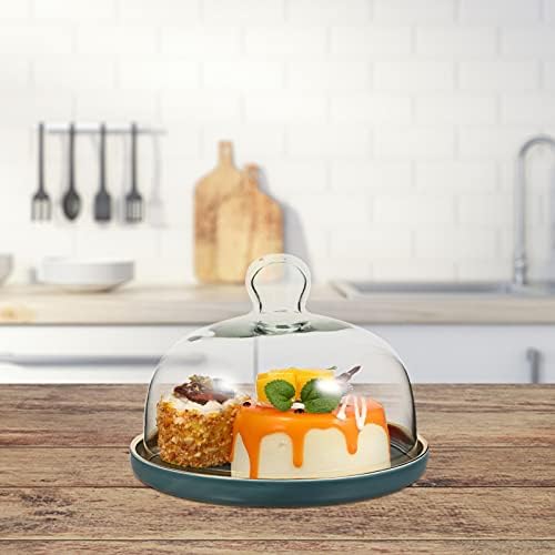 Bandeja de bolo com cúpula sobremesa de sobremesa capa de placa de frutas aperitizador prato festejo de festas tratar alimentos pratos