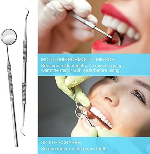 6 Pacote de ferramentas dentárias, kit de higiene para dentistas profissionais, placa de limpeza de raspador de dentes de aço inoxidável