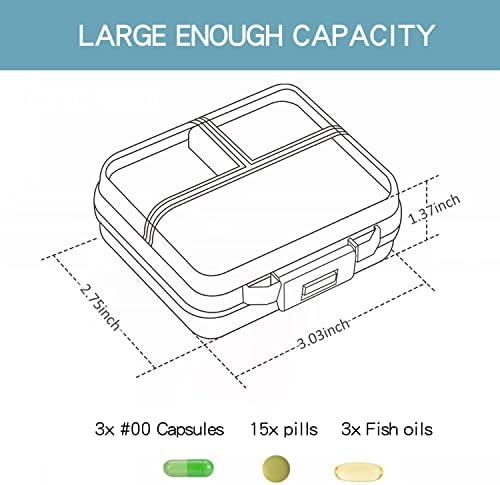 Caixa de comprimidos de viagem portátil de 7/8 de compartimento, caixa de armazenamento para remédios, vitaminas
