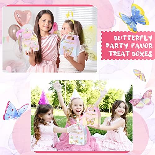Nezyo 24 PCs Party Butterfly Favor Favor de tratamentos, Caixa de presente de doces de goodie floral e roxa Butterfly Godie