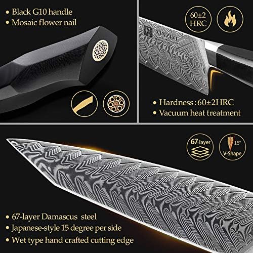 Xinzuo Damascus Aço 6pcs Faca de cozinha Conjunto de faca de cozinha de cozinha de alto carbono forjado de alto carbono