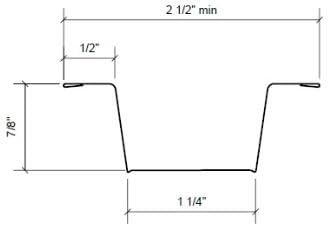 Canal de chapéu de metal resiliente - 8,6 'de comprimento - pacote de 20