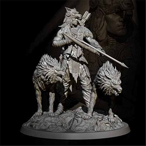 Goodmoel 1/24 kit de figura de guerreiro tribal e lobo antigo e lobo sem montagem e miniaturas sem pintura/TN-3458