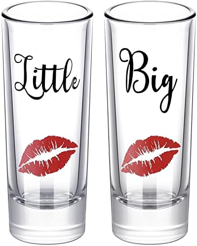 Big Little Shot Glasses Conjunto de 2 copos de tequila de vidro 2 oz de vidro de vidro de copo alto de copo pesado de vidro de vidro de copo de copo de copo duplo lateral