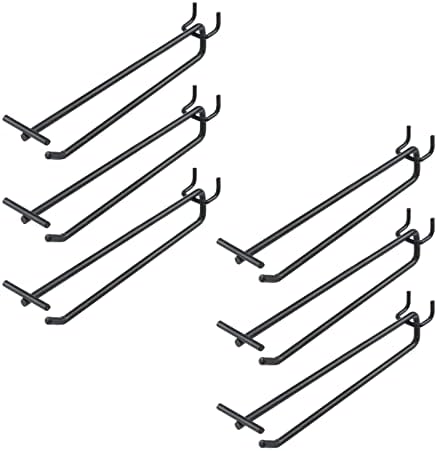 Ganchos de prateleiras de placa Woogim PEG para ganchos de pegboard aço carbono preto 6 pcs 2,5cm Distância do orifício 10 cm de comprimento