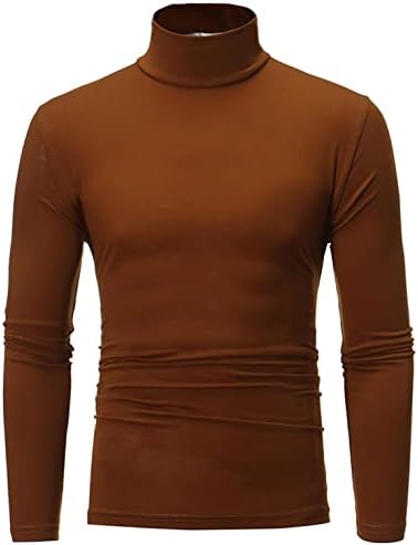 Masculino inverno simulado térmico gurtleneck pullover casual macio confortável manga longa camisetas tampos de camáteis