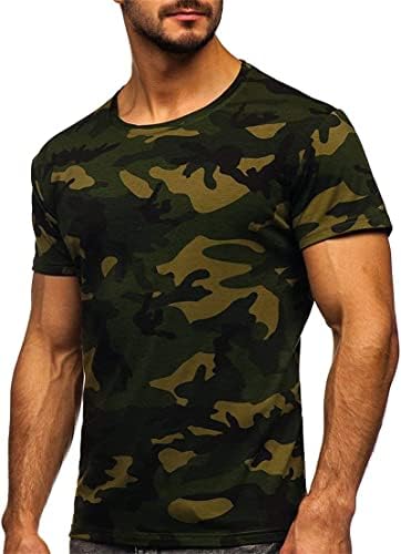 Masculino o pescoço camaradas camisetas academia camisetas casuais camufladas de capa de ginástica camuflagem de ginástica curta