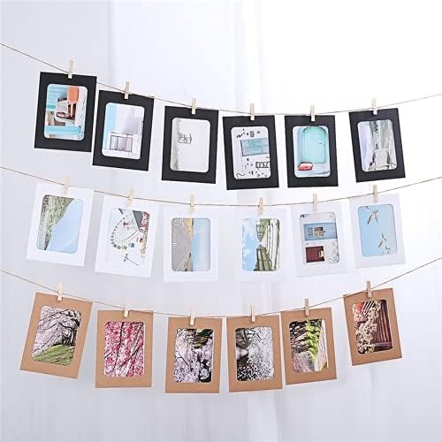 BOMEI 10 PCS Combinação de papel quadro com clipes Diy Kraft Papel Picture Frame Photos de parede Álbum 2m corda Crafamento de decoração