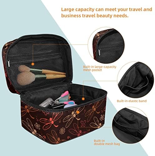 Butterfly preto sem costura Travel Saco de maquiagem de maquiagem Bolsa de cosméticos para cosméticos, produtos de higiene pessoal, escovas