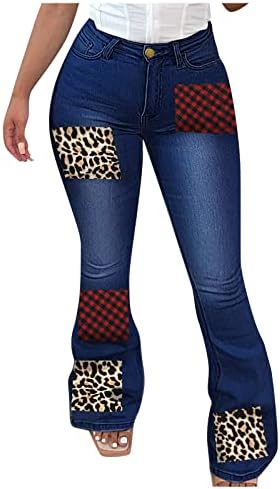 Cokuera Trendy Stretch Jean Ladies Viaje relaxado Fit Rankgers Perna reta Finas de cintura alta alta