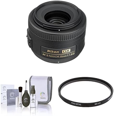 Nikon 35mm f/1.8g DX AF-S Nikkor Lente, pacote com filtro UV com revestimento multi-revestido de 52 mm proptico, kit