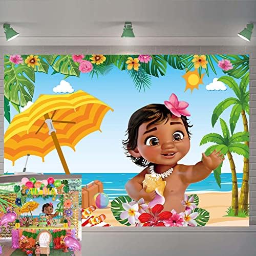 Baby Moana Backdrop Summer Hawaiian Palmas de palmeiras azuis Oceano Photo Anterior para crianças chá de bebê Princesa Decorações