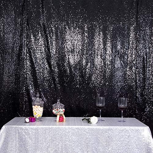Cenário de lantejoulas squarepie não ver através de um fundo de manchas grossas Curtaina glitter Party 8ft x 8ft preto