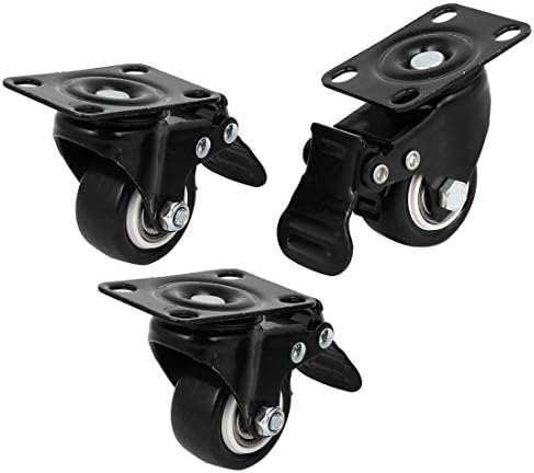 Aexit Shopping Cart Cutters Carrinha giratória roda -giro Roda preta de 1,5 Plate Casters Dia 3pcs