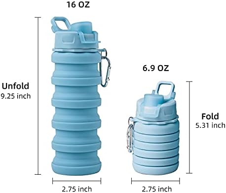 Coles de água dobrável com garrafa de água de garrafa de água de 16 onças BPA grátis garrafas de água dobráveis ​​garrafas