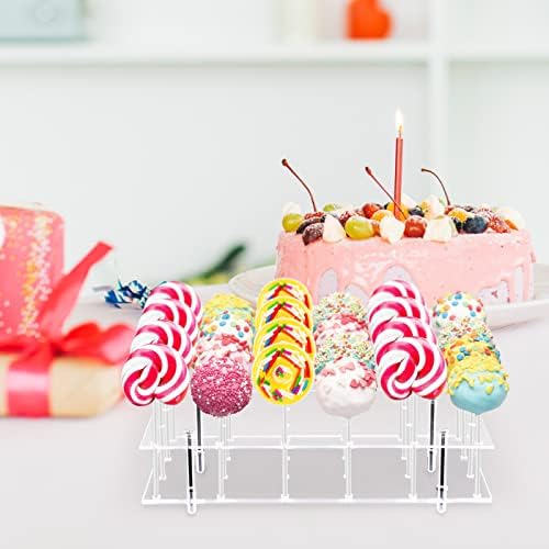 Nihome Cake Pop Stand 24 Buracos Ariclic Display Stands para a sobremesa Tabela de 2 camadas Cupcake Lollipop Candy Display