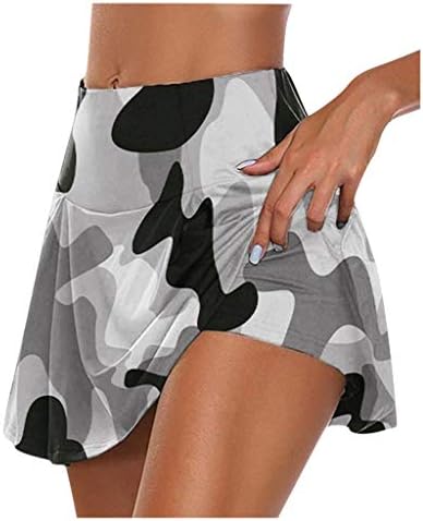 2 em 1 camuflagem Raindo saias de tênis com shorts para mulheres Saias de golfe esvoaçante