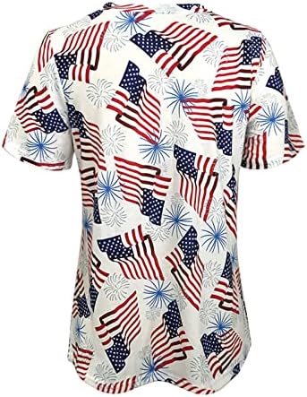 Camisas patrióticas para mulheres bandeira americana de verão de manga curta V camisetas de pescoço estrelas de tie-dye