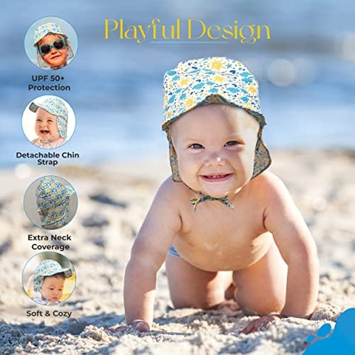 Baby Sun Hat UPF 50+ Proteção Ajustável Infantil Summer Summer Beach Flap Chapé