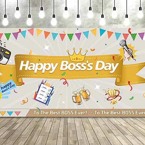 FORSEEZON Happy Boss Broad Banner para suprimentos de festas Melhor chefe Ever Party Favors Decorações para o aniversário do chefe, Fotos de fotos do Boss Boss.