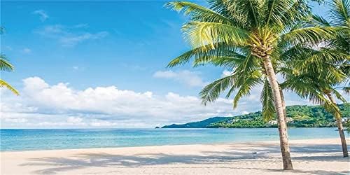 Yeele 15x8ft verão fotografia de praia tropical pano de cenários à beira -mar das palmeiras das palmeiras azuis Cleds brancas fundo natural para o Hawaii aloha decorações de festas com tema Banners