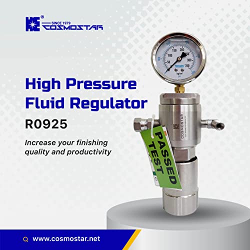 COSMARAR R0925 Regulador de fluido de alta pressão, máx. Pressão de entrada de fluido 3480 psi, controlador de alta pressão ajustável para acabamento fino de alta qualidade, feito de aço inoxidável