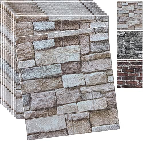 20pcs painéis de parede 3d descascam e cola 3D papel de parede de tijolos e cola papel de parede de tijolos de espuma de pedra