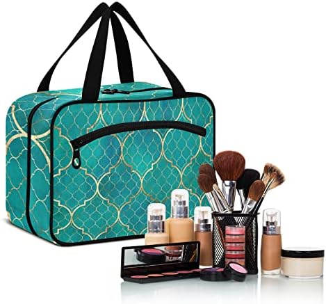 Vnurnrn Teal Geométrico Viagem Viagem Bolsa de Aternidade para Homens para Mulheres penduradas Bolsa de Maquiagem Bolsa Cosmética portátil