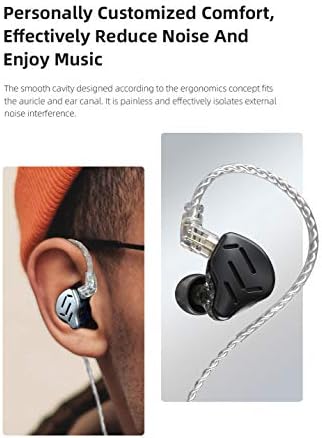 KZ Zax Monitores na orelha, híbridos de 16 unidades em fones de ouvido, hifi fogueira estéreo isolando esportes foodbuds/fones de ouvido com cabo destacável para audiófilo do músico