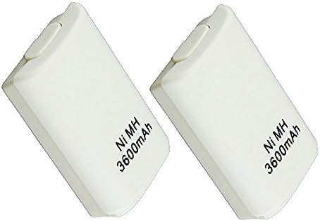 Bestyu White 2pcs sem fio 3600mAh Controlador remoto Bateria recarregável para Microsoft Xbox 360 / Xbox 360 Slim