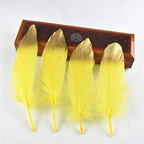 ZAMIHALAA 20PCS DIP DIP GOUS DE CAPA GOOSE PENHAS DE GOOSE DE 15-20CM/6-8 FEANTO NACTERAL BRANCO DA CRANÇO PELAS DE CRAÇÕES DO GOLD DIY PLUMAS DIY