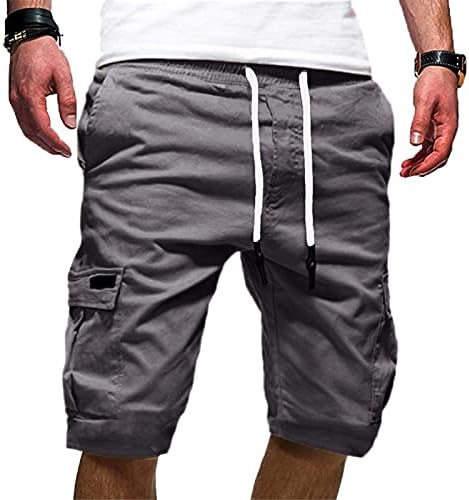 Shorts de carga esportiva masculina pura cor de cor de cor casual casual calça de moletom de cordão