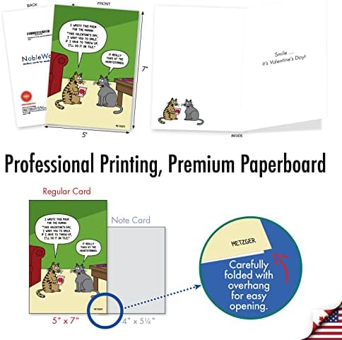 Nobleworks - Pacote de 3 cartões de felicitações humorísticas dos namorados com envelopes, gato engraçado de desenhos