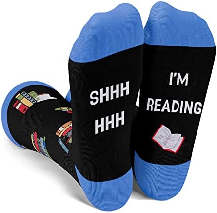 Meias engraçadas zmart meias bobas meias malucas para mulheres, presentes para professores amantes de livros