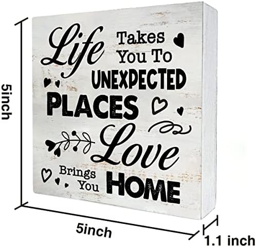 Placa de caixa de madeira rústica Life leva você a lugares inesperados que o amor traz para casa a decoração da caixa da caixa da caixa de madeira da caixa de madeira