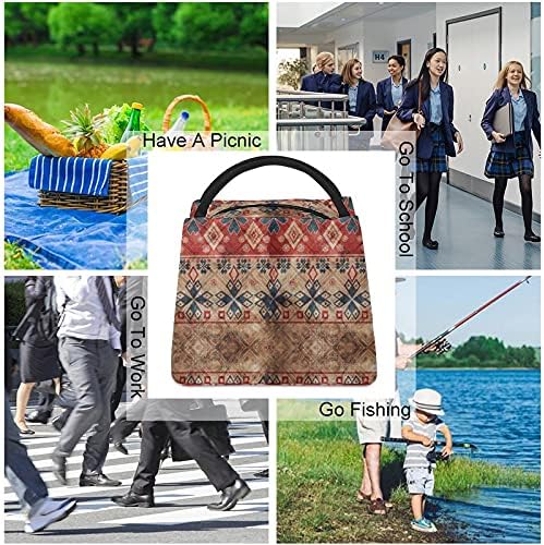 Boho Grunge Tribal Aztec Arte Isolada Tote Bag Box para trabalho Piquenique para piqueniques Pesca de praia