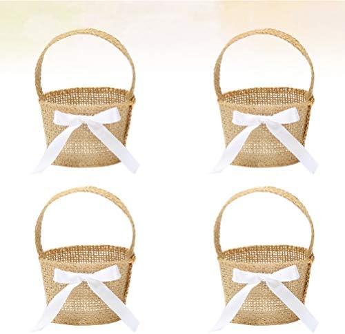 Mini cesto de tecido 4pcs mini cestas de menina de flores rústicas cestas de doce de casamento cestas de presente de festas minúsculas