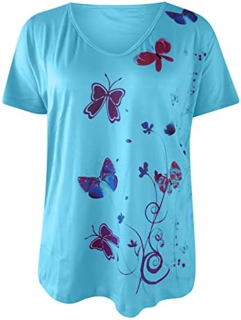 Camisetas mais tamanhos para mulheres casuais de verão, tops femininos camisetas gráficas florais de manga curta tops