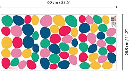 Walplus 65 peças Dalmácia Dots coloridos adesivos de parede Decalque círculo de parede para crianças quarto quarto sala de aula sala de jogos decoração de berçário removível adesivos de parede de vinil pontos decalques de parede