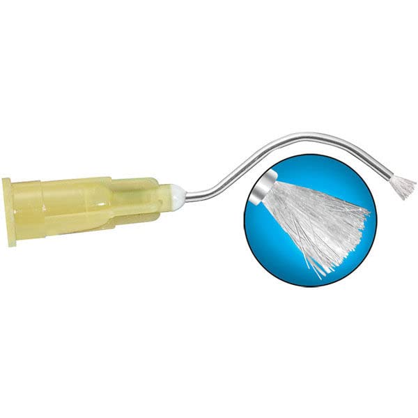 Vastmed Dental/Medical pré -Bent agulha com escova de 19g acolchoado | Dicas de agulha para entrega de infusor/infusor de metal dental descartável - 100pcs amarelos 100pcs