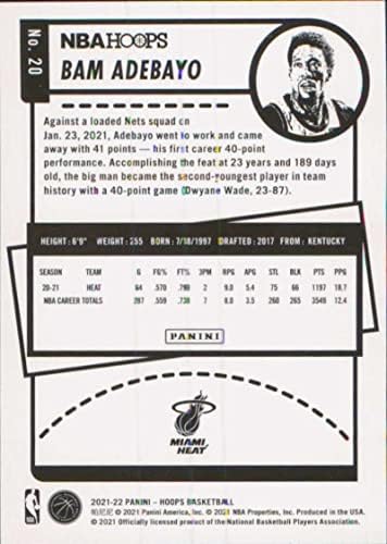 2021-22 Panini Hoops 20 BAM Adebayo Miami Heat NBA Basketball Trading Card