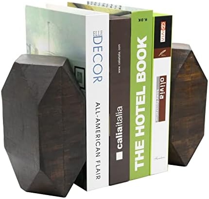 Owlgift Brown Rússico Bambu sólido Books Style Books, Livros decorativos exclusivos para livros pesados, Livro termina perfeita para prateleiras, armazenamento de livros de cozinha, conjunto de 2