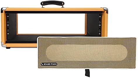 Caixa de rack de amp vintage 3U da cidade de som, 12,5 de profundidade com pés de borracha, capa de poeira, kickstand, laranja