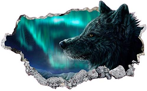 West Mountain Wolf Wall Decalt Art Decor 3D Smashed Kids Animal Sticker Mural Berçária Presente BL20