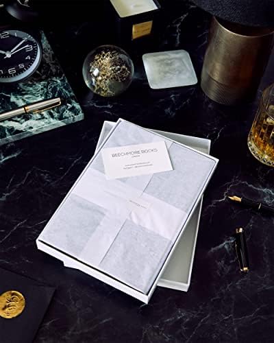 Notebook governado - British A5 Journal by Beechmore Books | Grande 5,75 x 8,25 de couro vegano de capa dura, papel grosso de 120gsm de creme | Caixa de presente | Marrom castanho