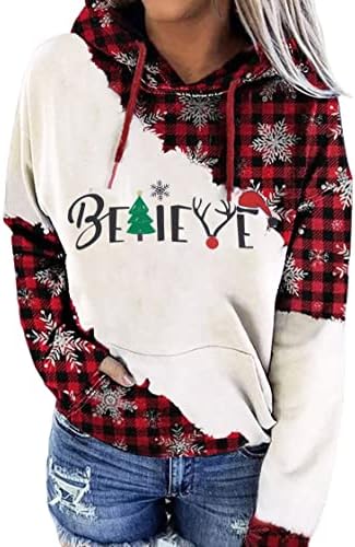 Jinting Believe Christmas Sweatshirt Women Christmas Tree Shirt Xmas Férias gráfico casual 1/4 zip tops Blouse Blouse