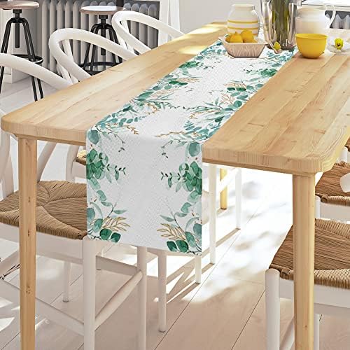 Aquarela Eucalyptus folhas de mesa de mesa, sazonal primavera vegetal folhas verdes toneladas de mesa Decoração de