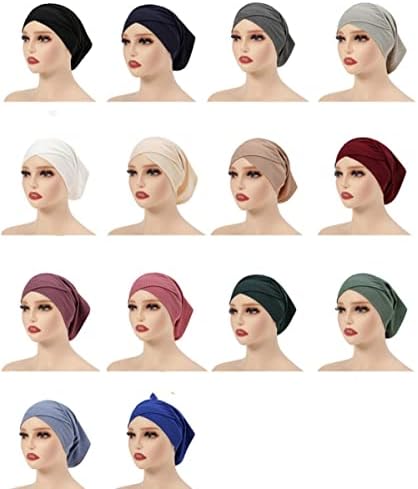 4 peças Hijab de tampa interna de com nervuras muçulmanas para mulheres cruzadas de turbante sub -escapagem de capa de camada